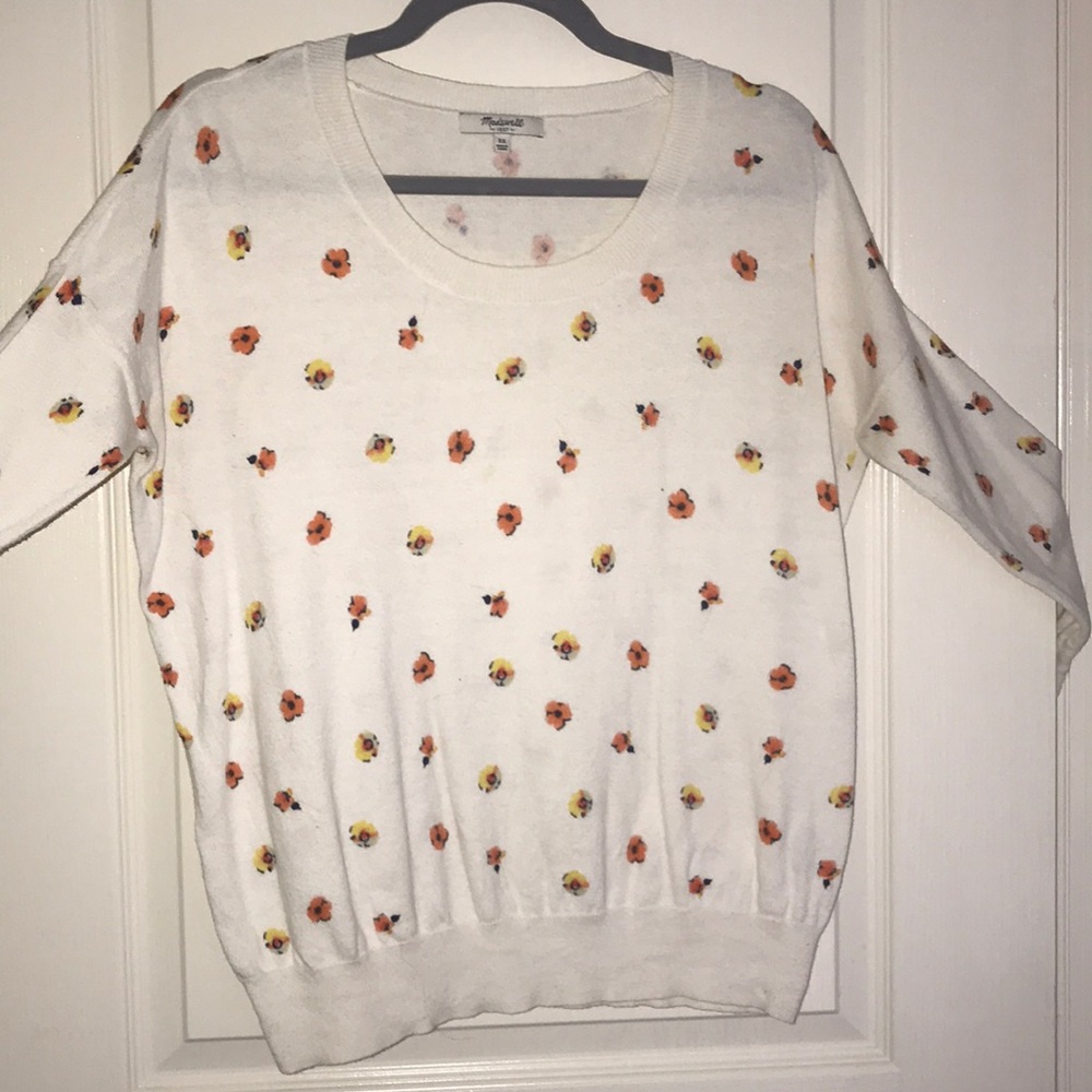 Madewell floral 3-4 length sleeve sweater